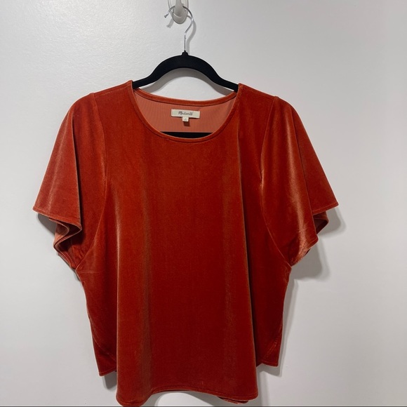 Madewell Velvet Butterfly Top Size Small in Burn Orange NWOT - Picture 7 of 7